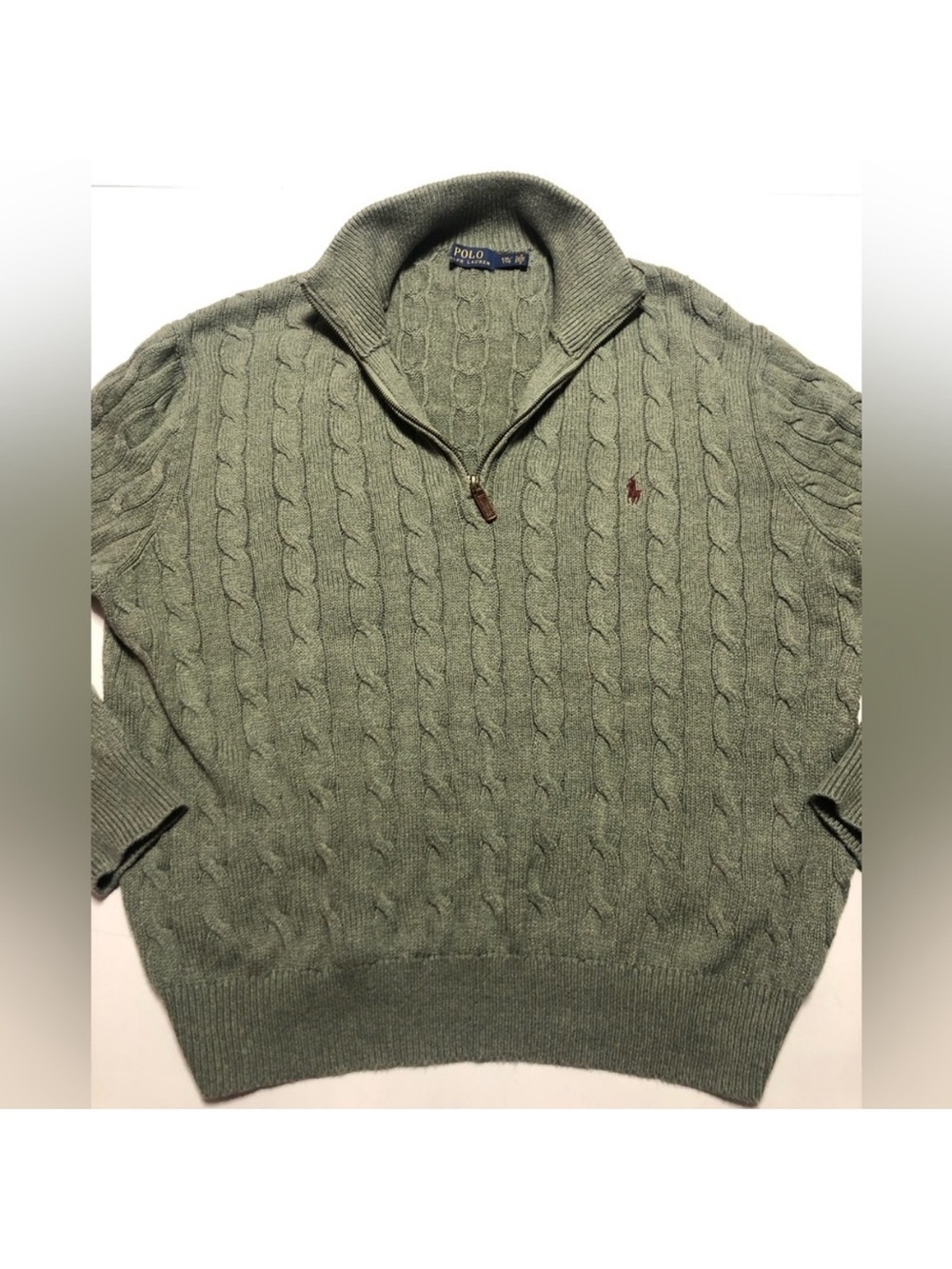 Polo Ralph Lauren Sage Cable-Knit Sweater with Red Pony Logo
